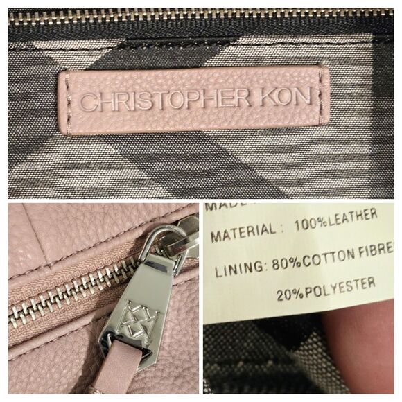 Christopher Kon Patchwork Leather Shoulder Bag Tote in Blush Pink - Picture 7 of 8